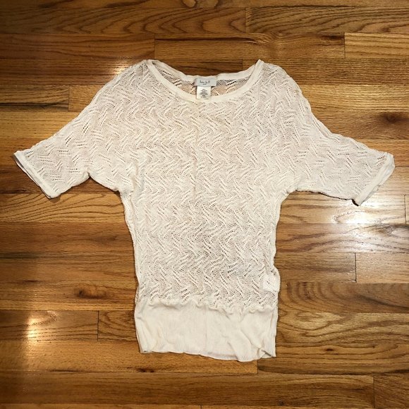 WOMENS KATE HILL PETITE CREAM CROCHET SEMI-SHEER TOP PM - Picture 2 of 5